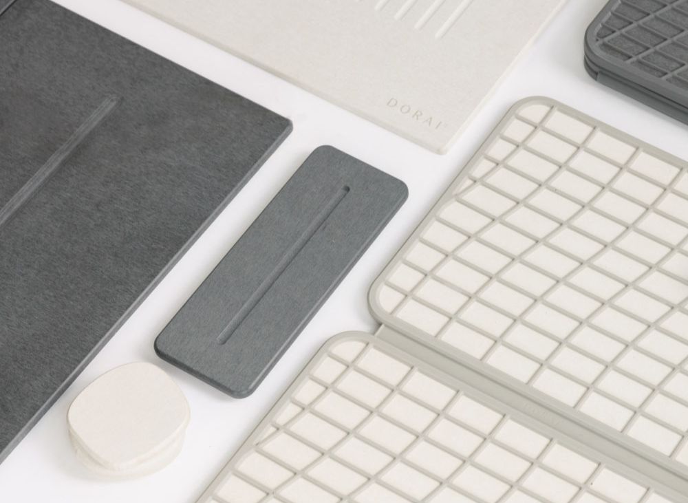 Assorted textured Dorai products on white background.