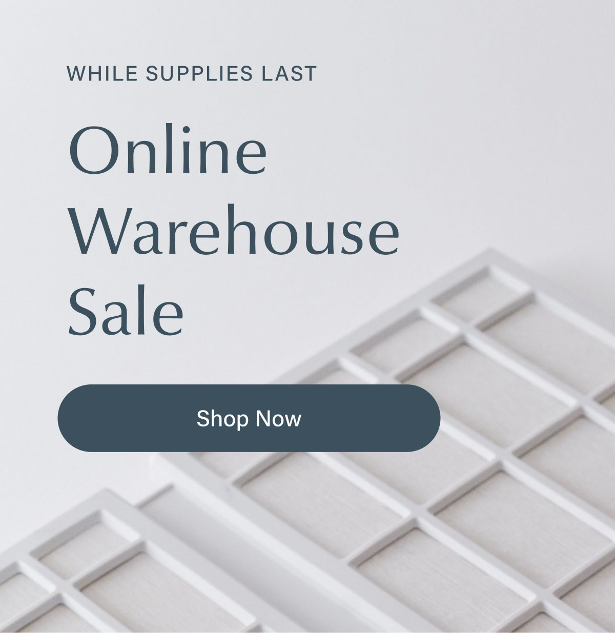Online Warehouse Sale advertisement.