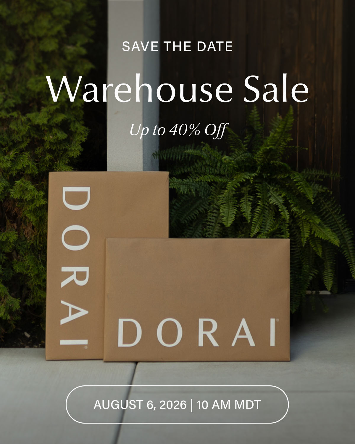 Warehouse sale poster with event date.